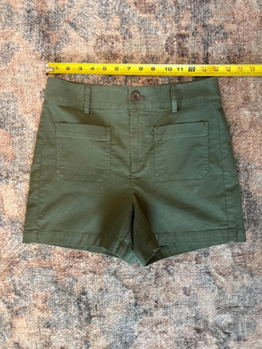 J. Crew Women's Linen-Blend Lizzie Patch-Pocket Shorts Size 26 Army Green NWT